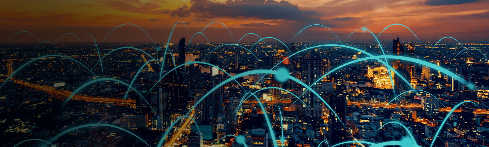 Smart digital city with globalization abstract graphic showing connection network